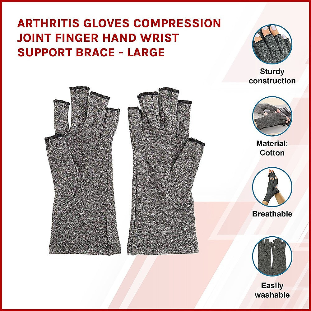 Arthritis Gloves Compression Joint Finger Hand Wrist Support Brace - Large