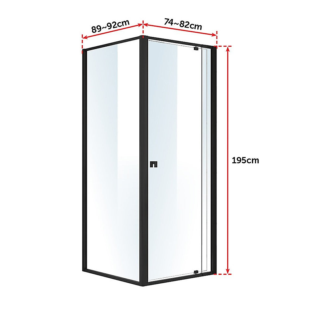 Semi Frameless Shower Screen (74~82)x 195cm & (89~92)x 195cm Side AS/NZS Glass