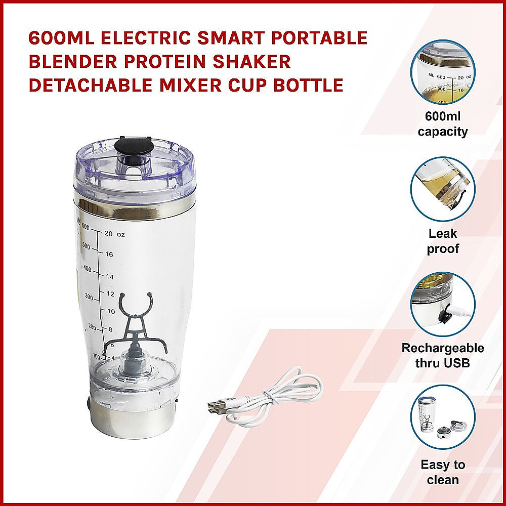 600ml Electric Smart Portable Blender Protein Shaker Detachable Mixer Cup Bottle