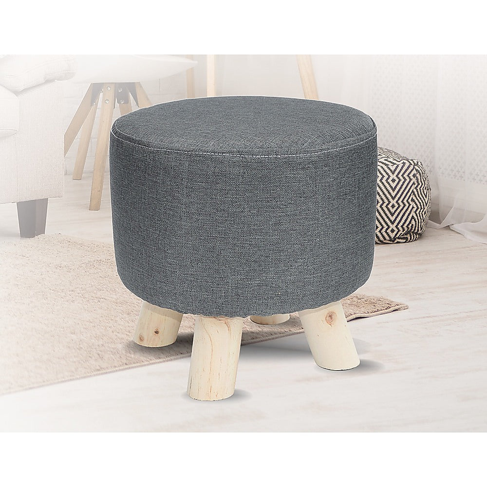 Fabric Ottoman Foot Stool Rest Pouffe Footstool Wood Storage Padded Seat