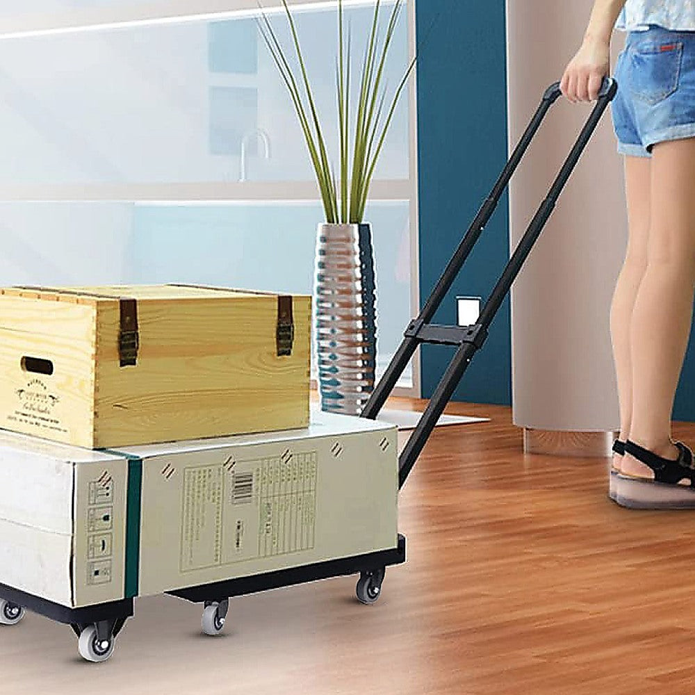 Foldable Hand Flatbed Trolley Cart 6 x 360 Degree Rotating Wheels with Maximum Load 200Kg