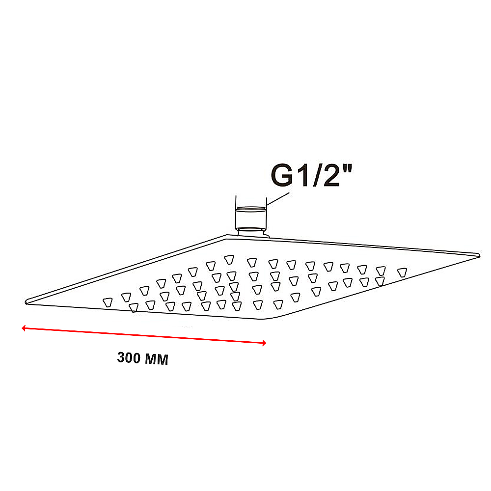 300mm Shower Head Square 304SS Polished Chrome Finish