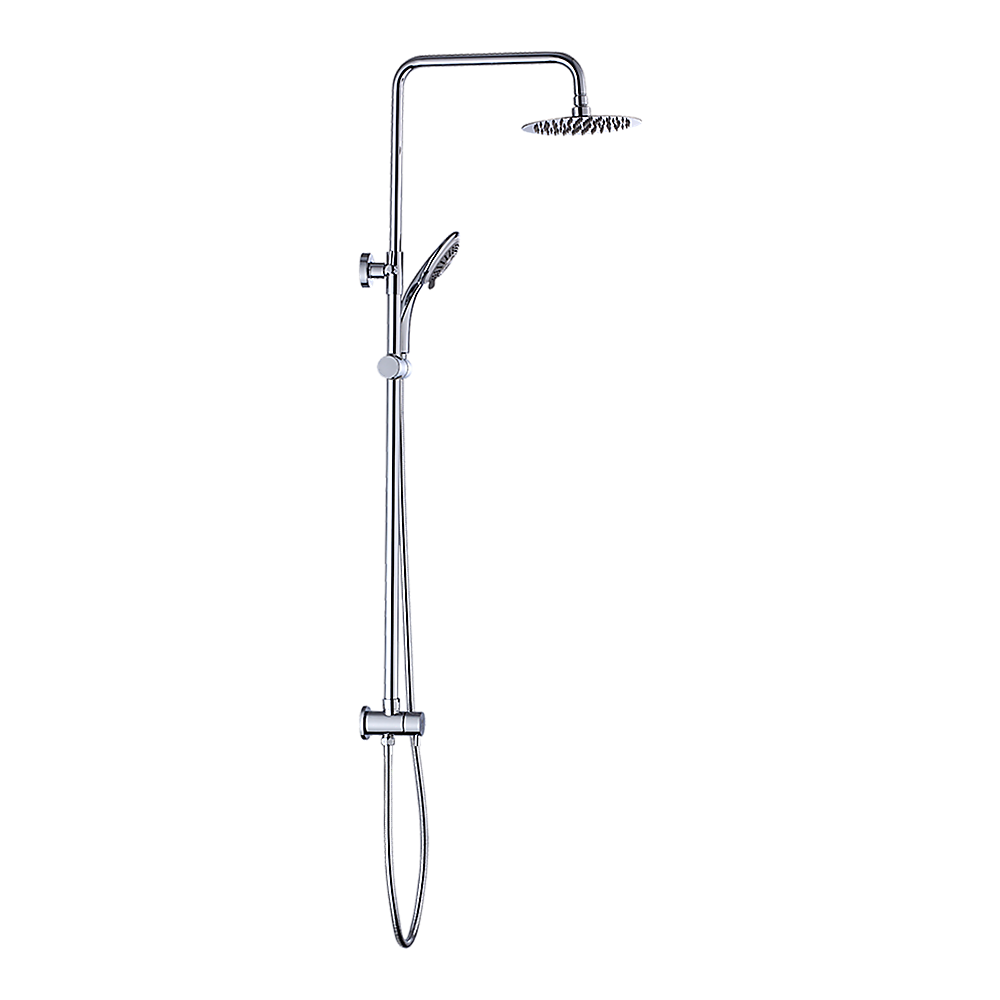 WELS 8" Rain Shower Head Set Rounded Dual Heads Faucet High Pressure Hand Held