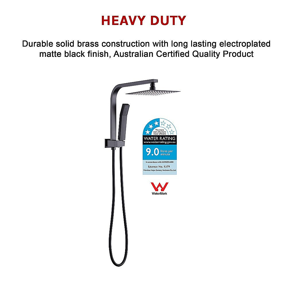 WELS 8" Rain Shower Head Set Square Dual Heads Faucet High Pressure Hand Held