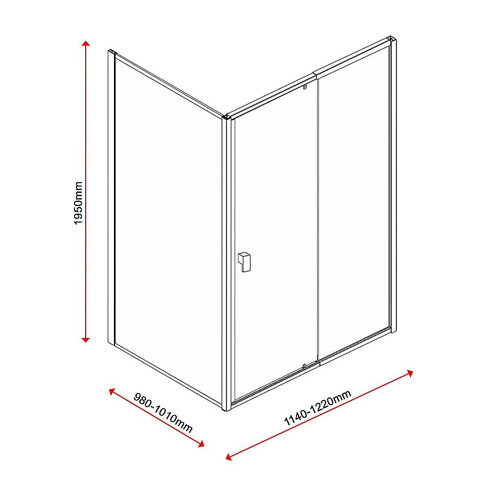 Semi Frameless Shower Screen (114~122)x 195cm & (98~101)x195cm Side AS/NZS Glass