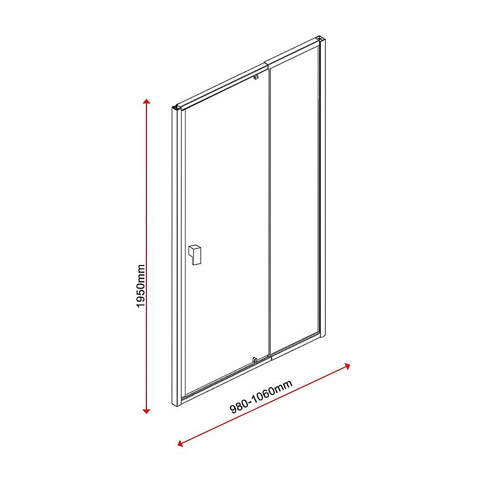 Adjustable Semi Frameless Shower Screen (98~106) x 195cm Australian Safety Glass