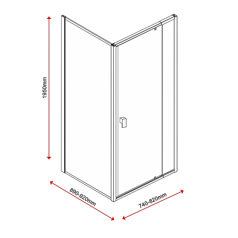 Semi Frameless Shower Screen (74~82)x 195cm & (89~92)x 195cm Side AS/NZS Glass