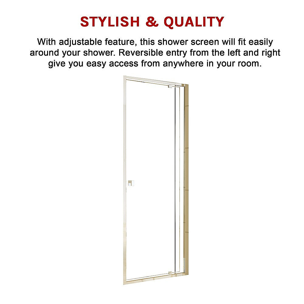 Adjustable Semi Frameless Shower Screen (74~82) x 195cm Australian Safety Glass