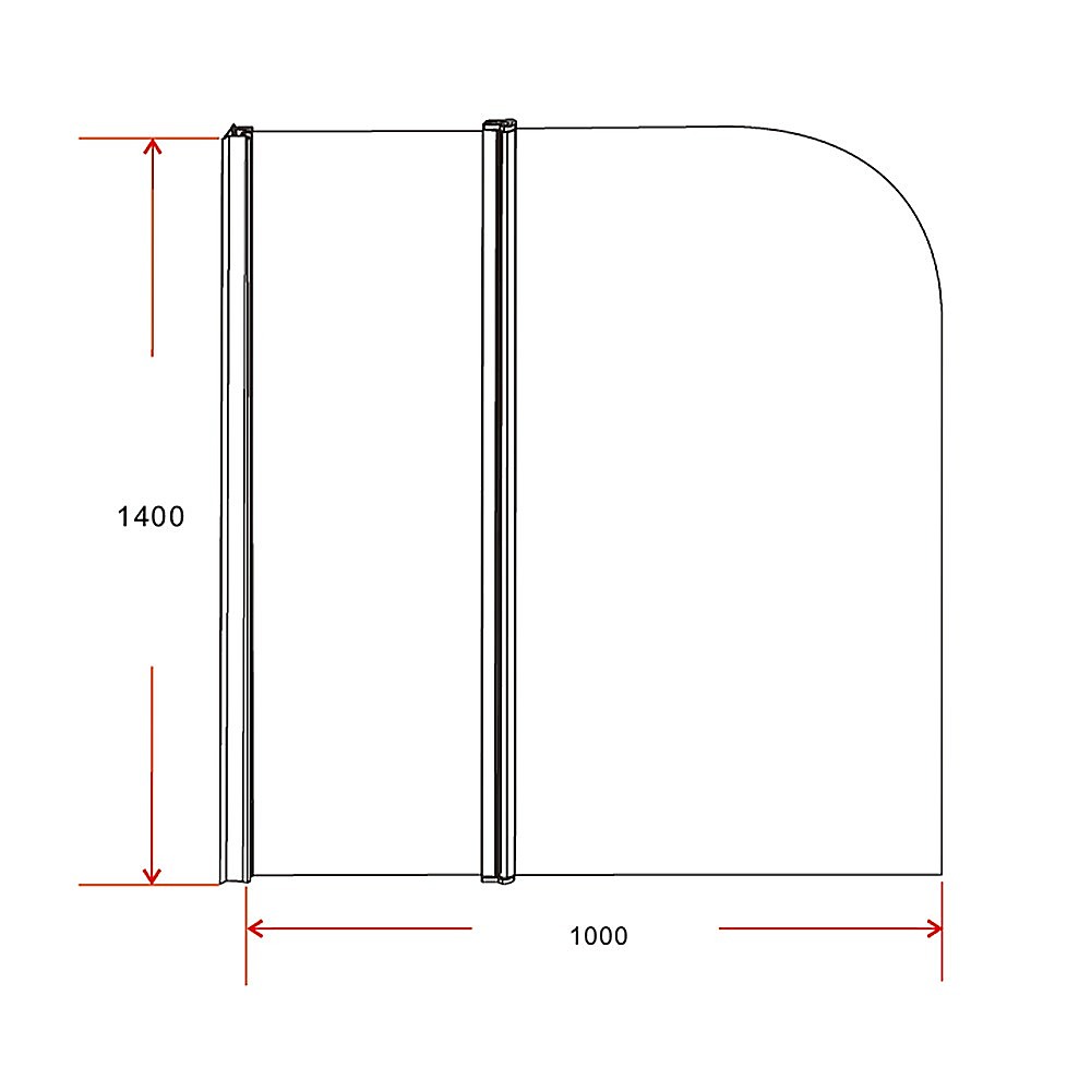 180° Pivot Door 6mm Safety Glass Bath Shower Screen 1000x1400mm By Della Francesca