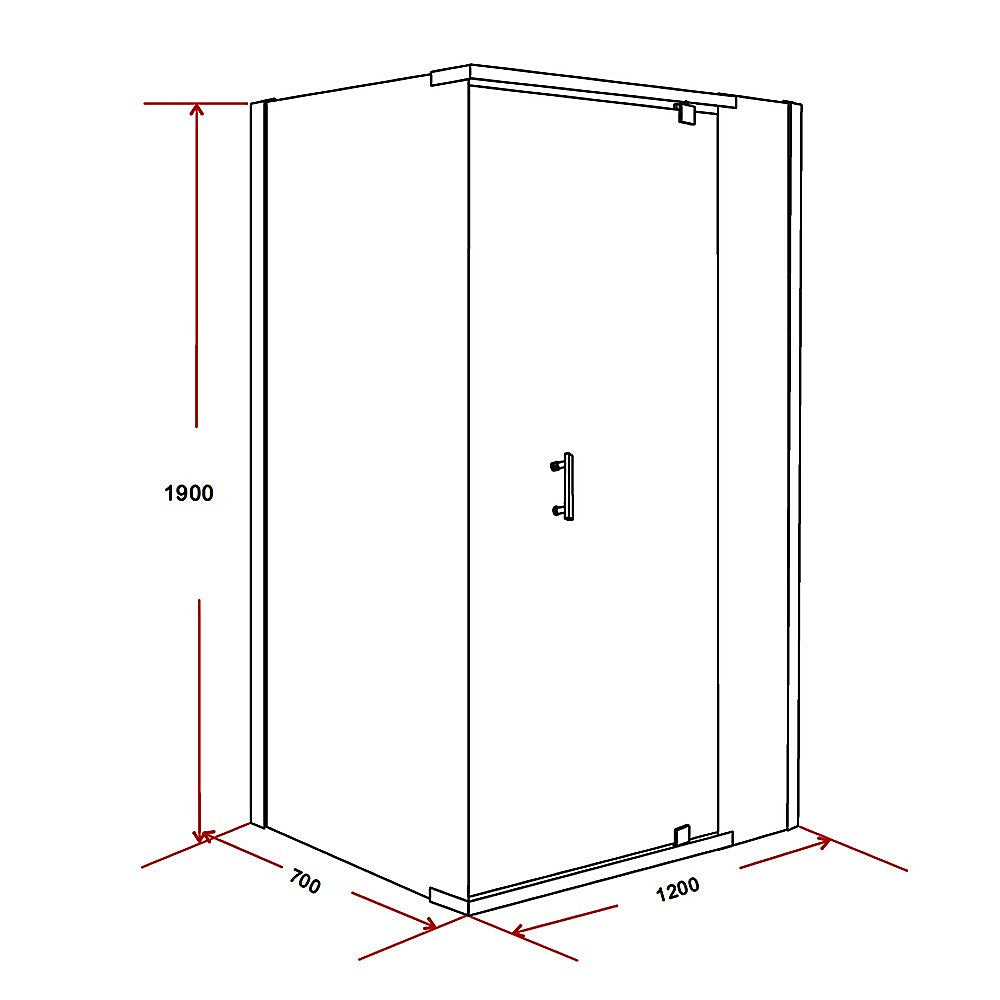 Shower Screen 1200x700x1900mm Framed Safety Glass Pivot Door By Della Francesca