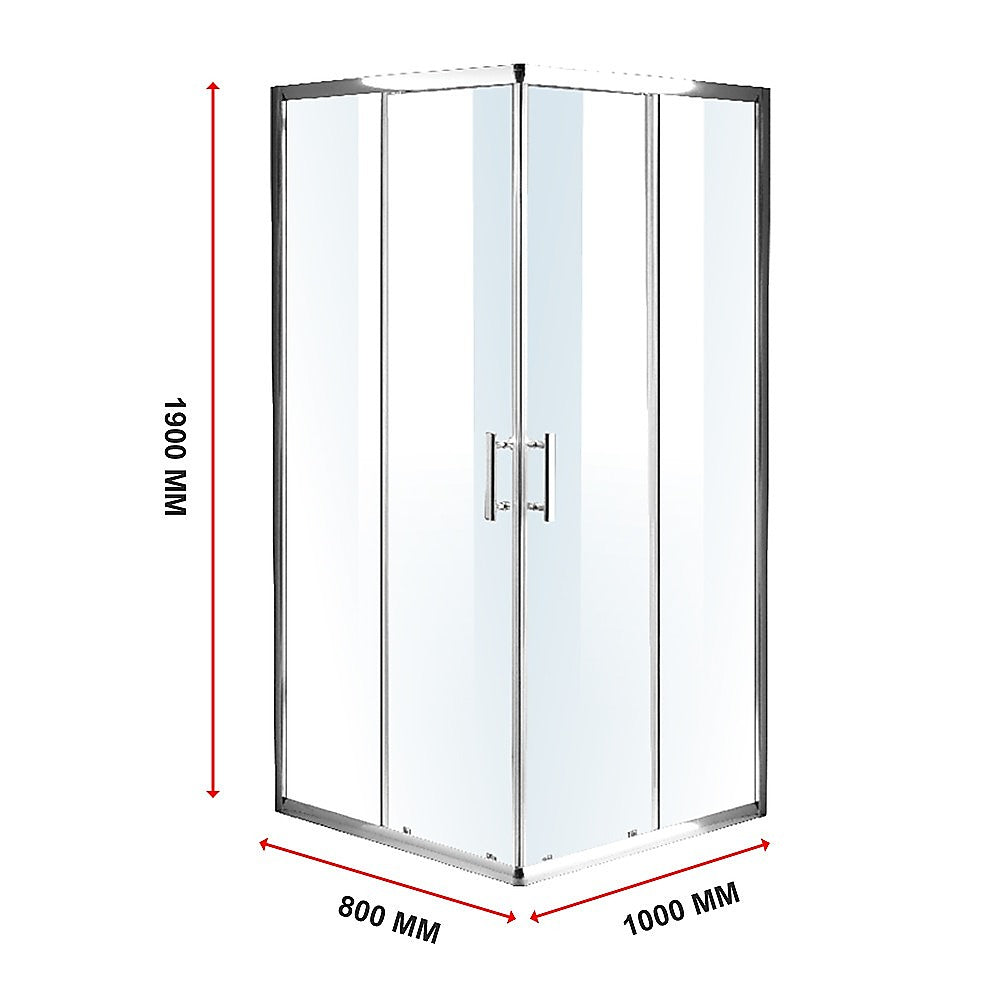 800 x 1000mm Sliding Door Nano Safety Glass Shower Screen By Della Francesca