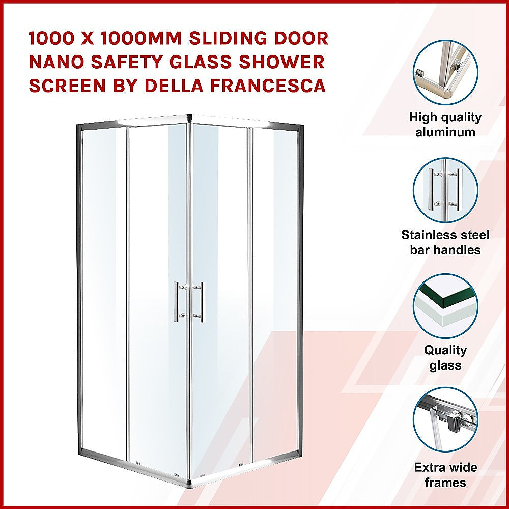 1000 x 1000mm Sliding Door Nano Safety Glass Shower Screen By Della Francesca