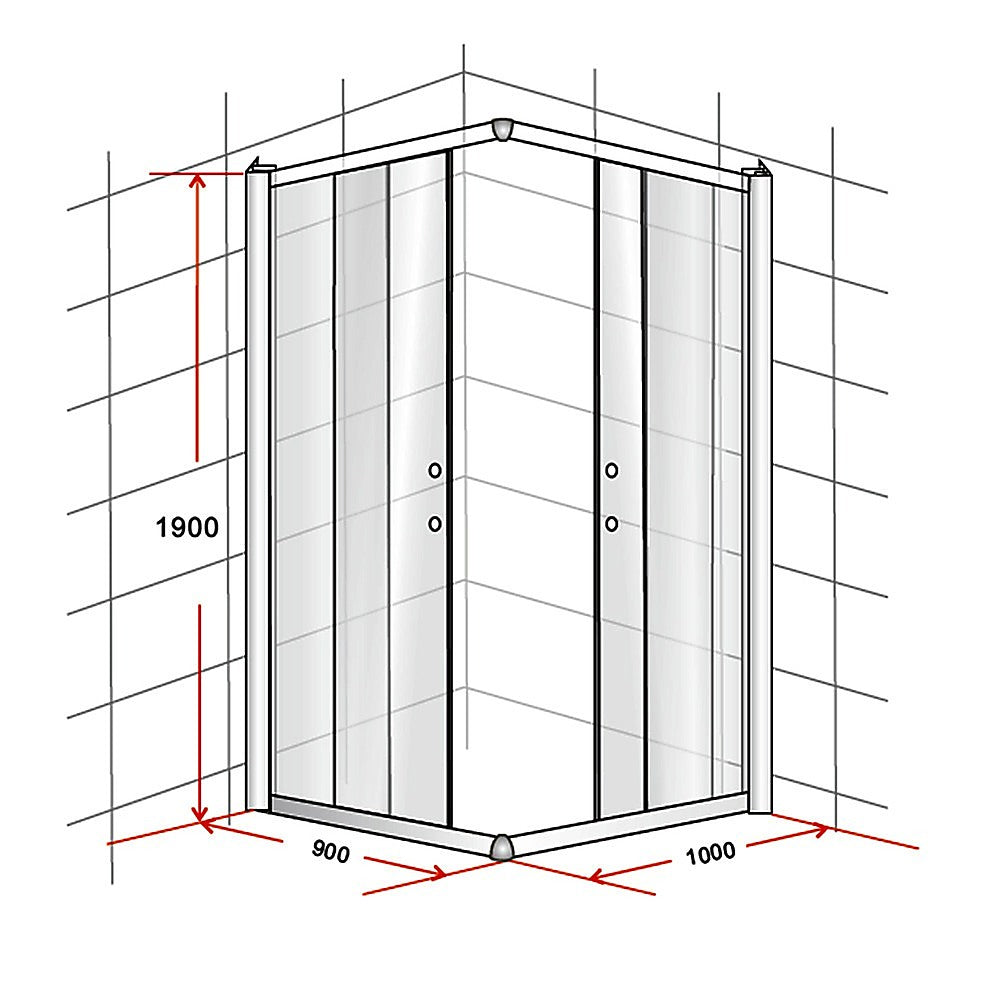 900 x 1000mm Sliding Door Nano Safety Glass Shower Screen By Della Francesca