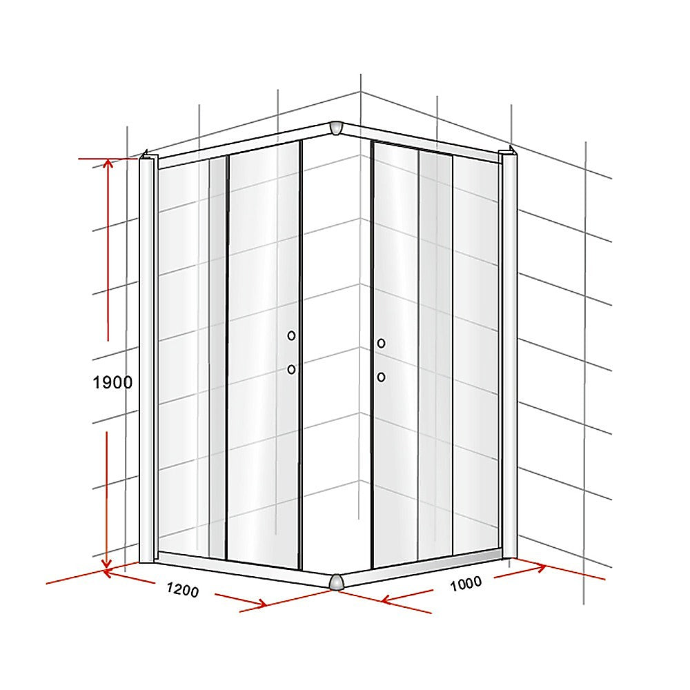 1200 x 1000mm Sliding Door Nano Safety Glass Shower Screen By Della Francesca