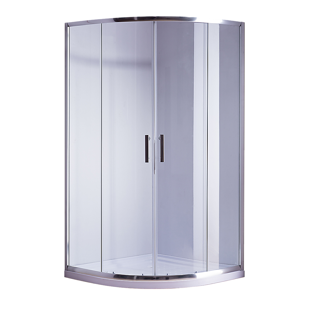 90 x 90cm Rounded Sliding 6mm Curved Shower Screen with Base in Chrome