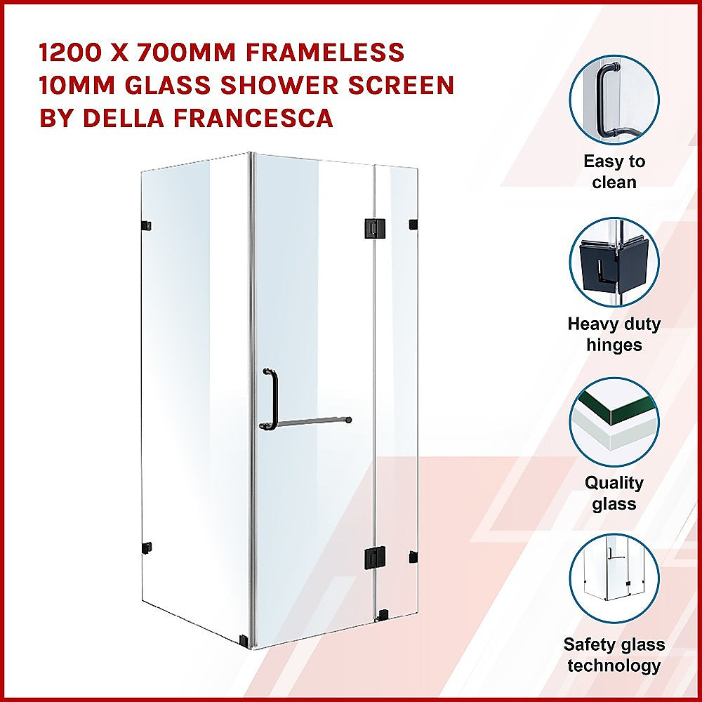 1200 x 700mm Frameless 10mm Glass Shower Screen By Della Francesca