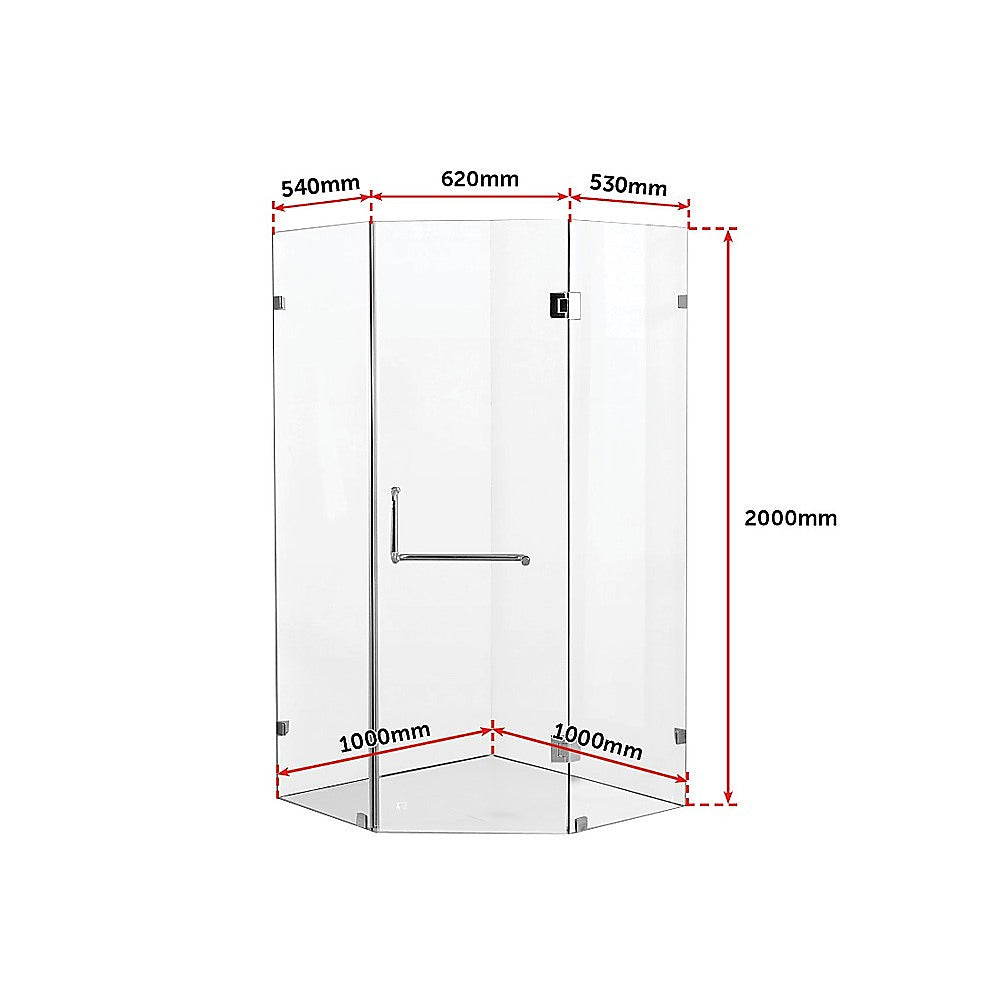 1000 x 1000mm Frameless 10mm Glass Shower Screen By Della Francesca