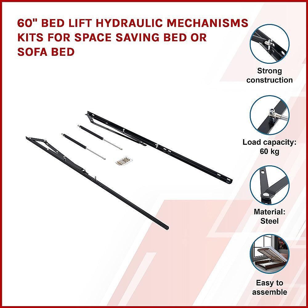 60" Bed Lift Hydraulic Mechanisms Kits For Space Saving Bed or Sofa Bed