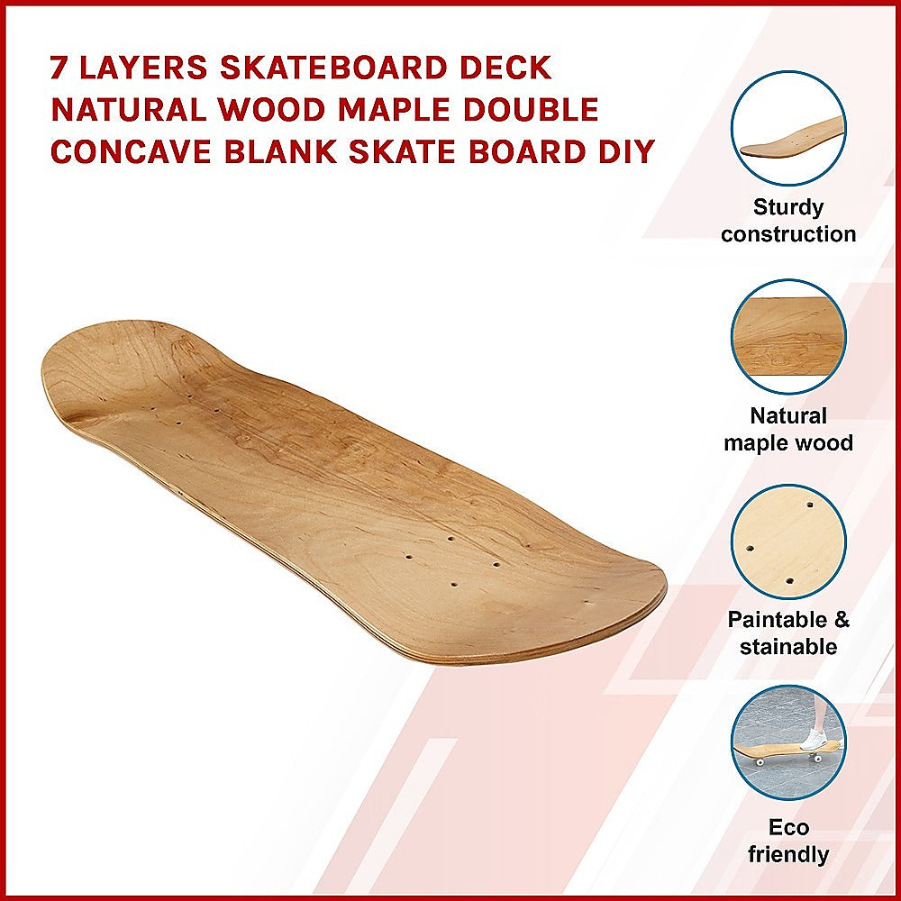 7 Layers Skateboard Deck Natural Wood Maple Double Concave Blank Skate Board DIY