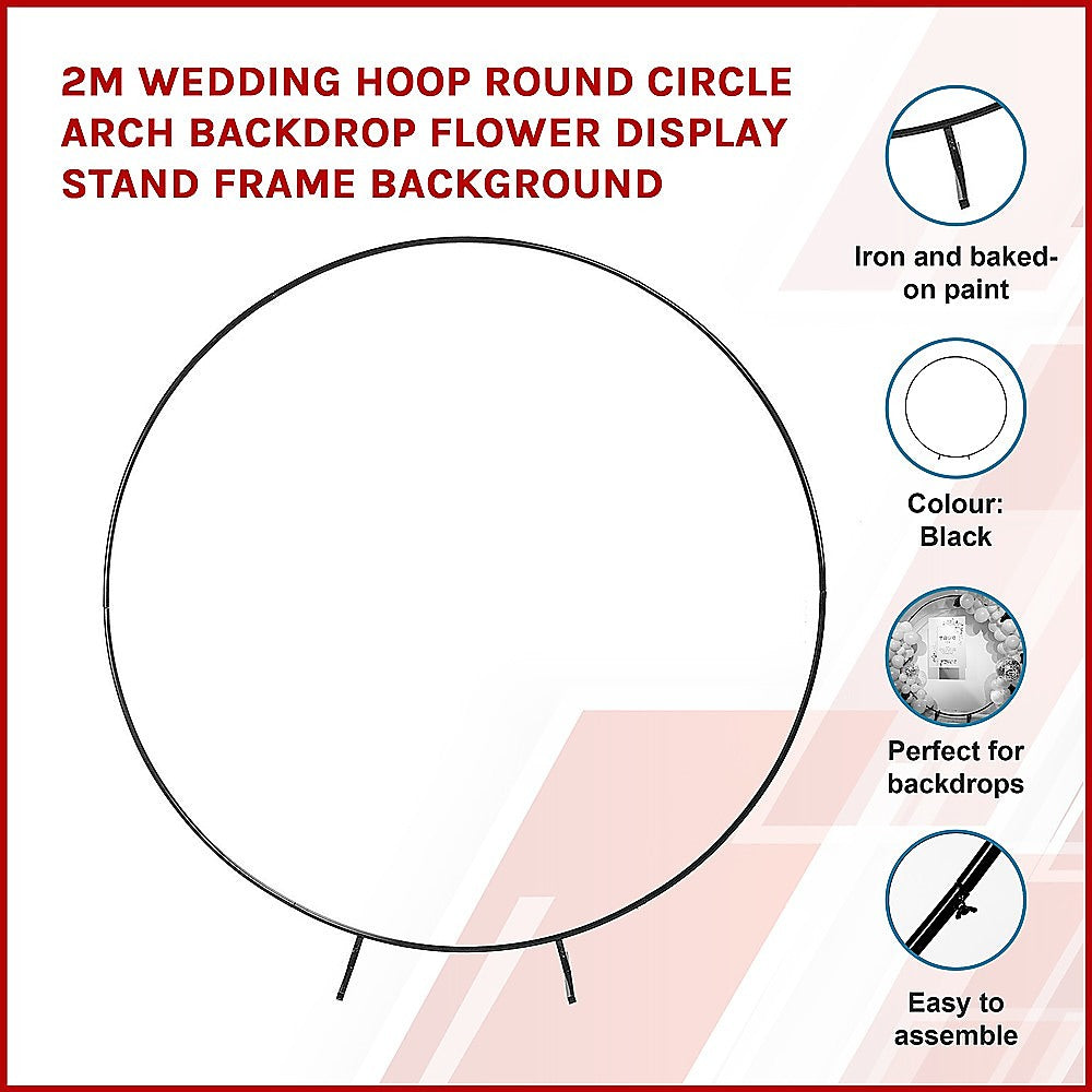 2M Wedding Hoop Round Circle Arch Backdrop Flower Display Stand Frame Background