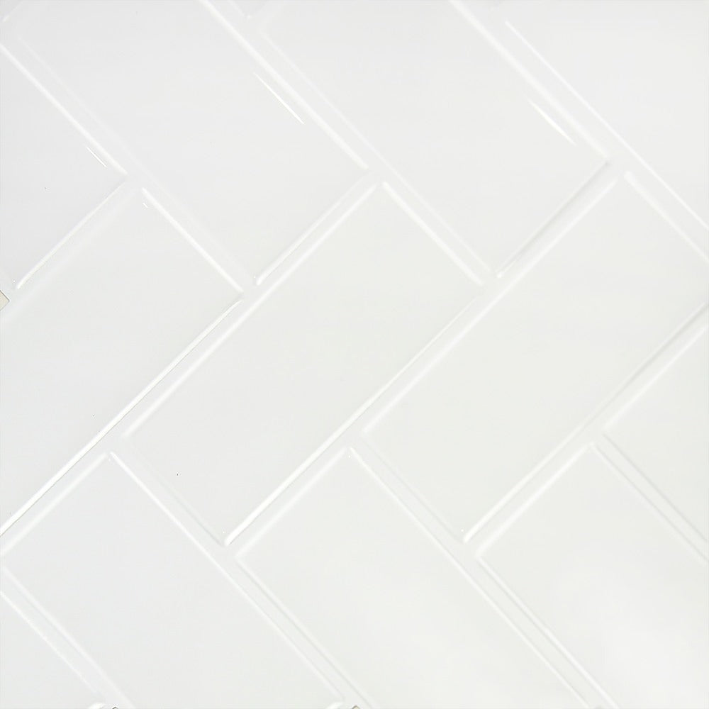 Tiles 3D Peel and Stick Wall Tile Herringbone White 10 Sheets