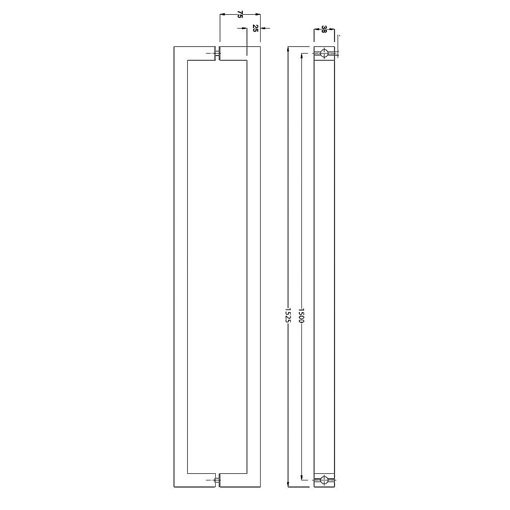 Entrance Door Pull Handle Matte Black 1500mm