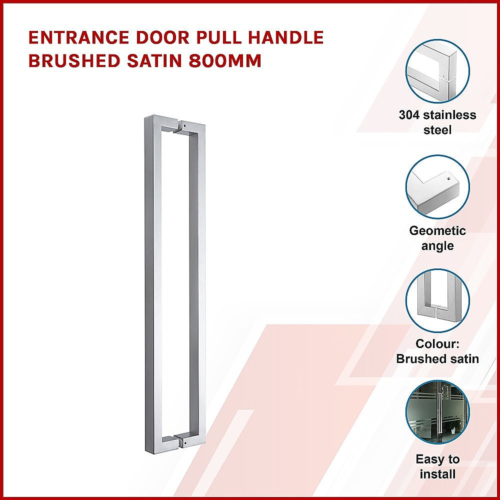 Entrance Door Pull Handle Brushed satin 800mm