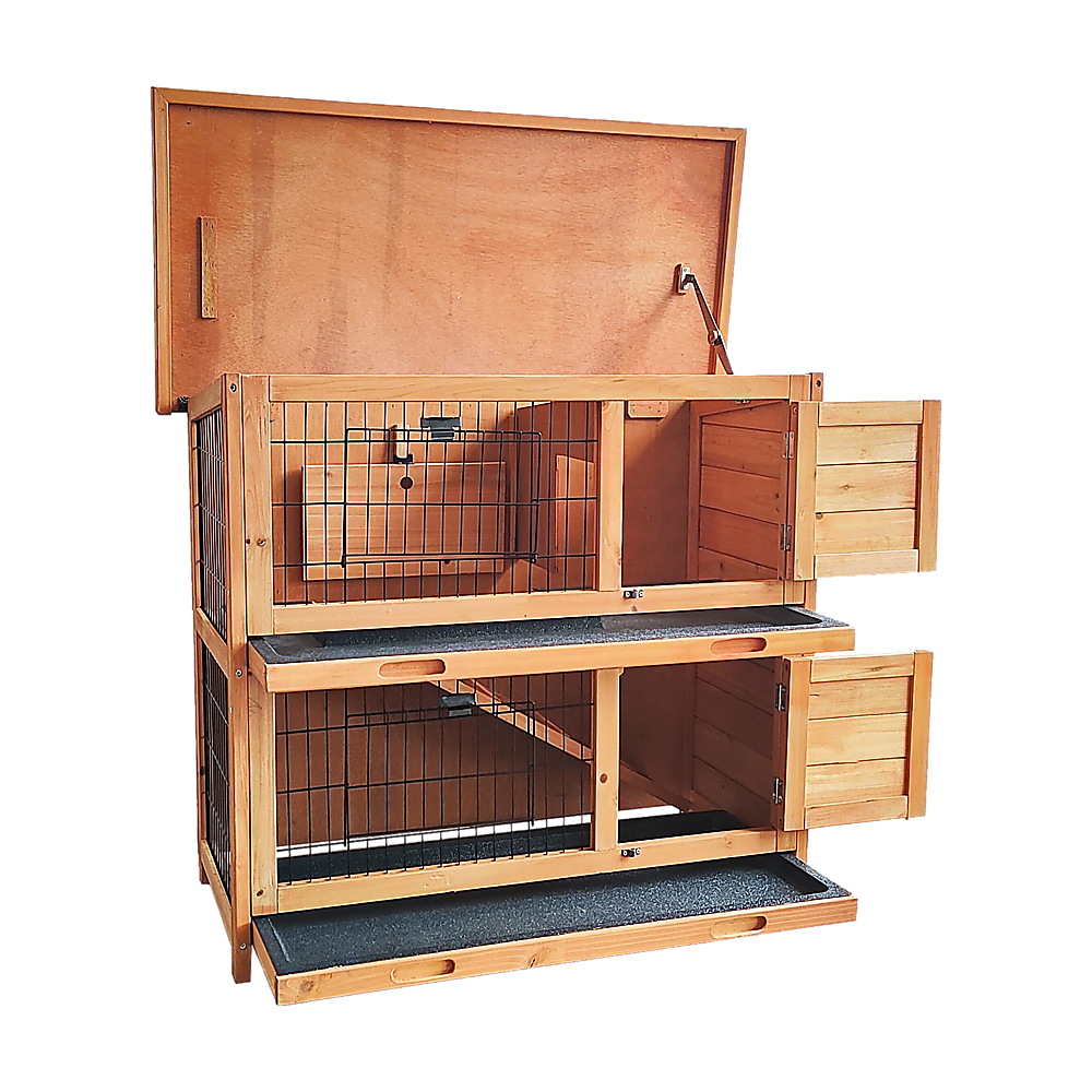 Large Rabbit Hutch with BASE Chicken Coop 2 Storey Guinea Pig Pet Cage House