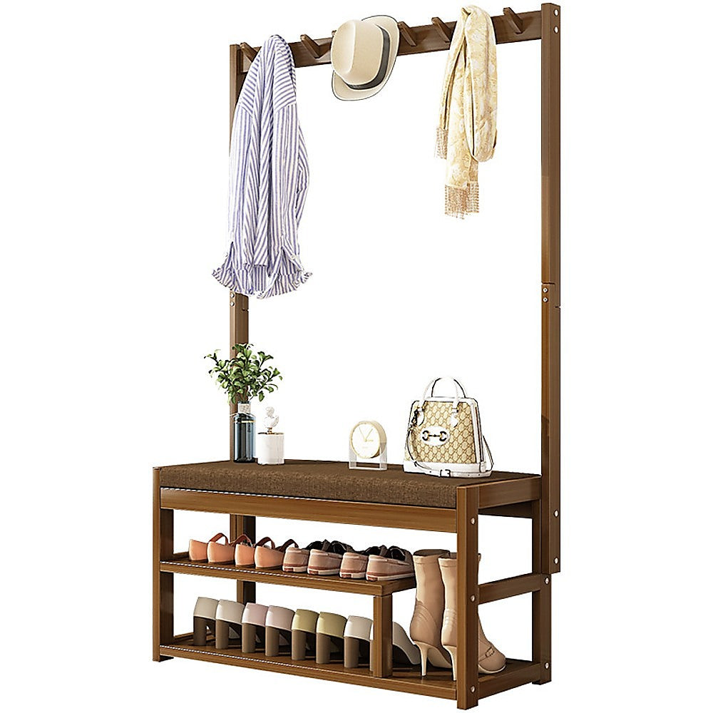 100cm Hallway Bench Coat Rack Stand Multifunctional Hall Shelf Entryway