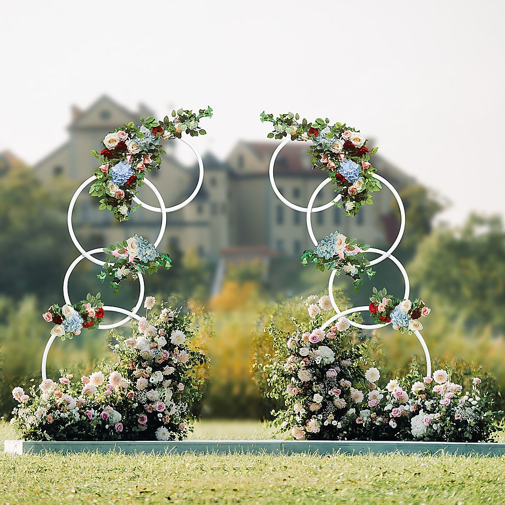 2pcs Round Wedding Arch Backdrop Rings Loops Flower Balloon Lawn Row Stand