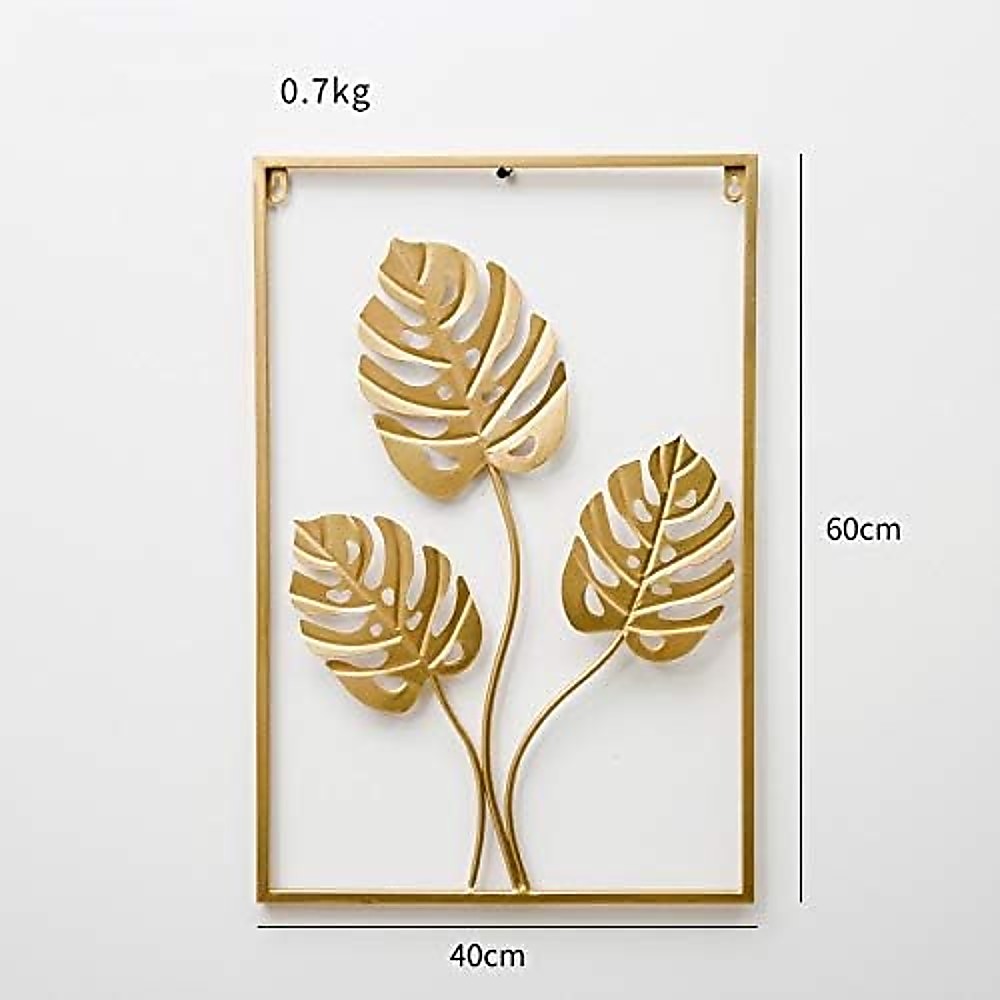 Metal Wall Picture with Leaves 40 x 60 cm Golden Decoration