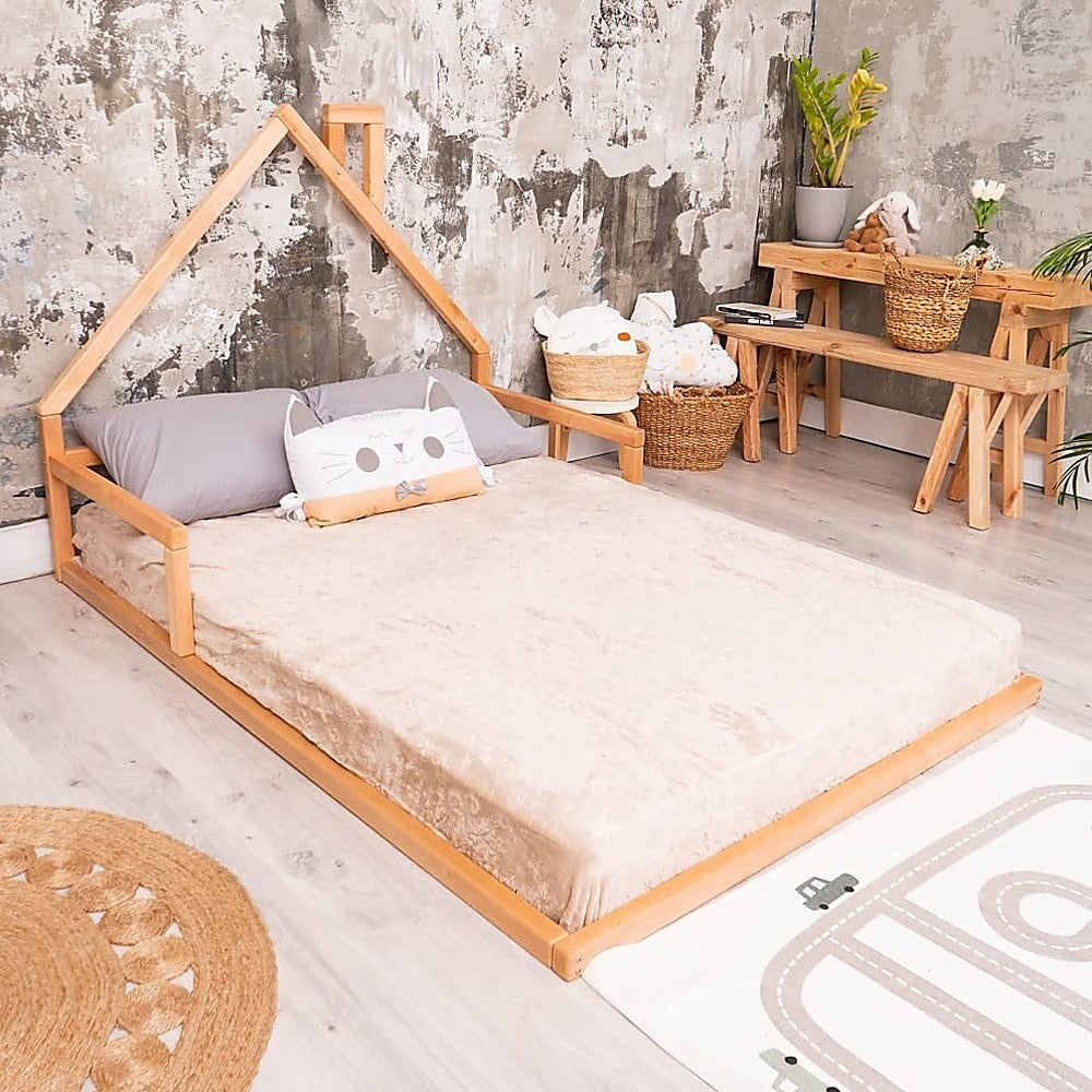 Montessori Wood Floor Bed House Frame for Kids and Toddlers