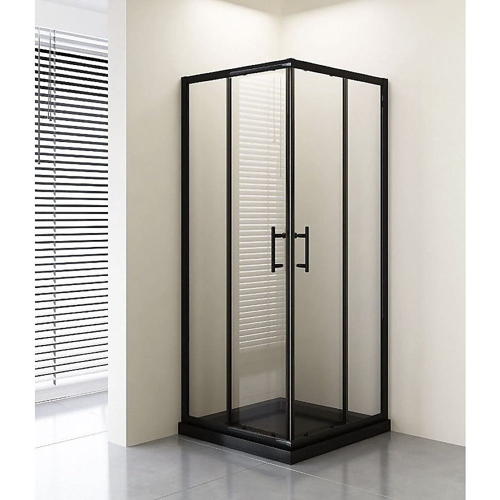 Adjustable 900x1100mm Double Sliding Door Glass Shower Screen in Black