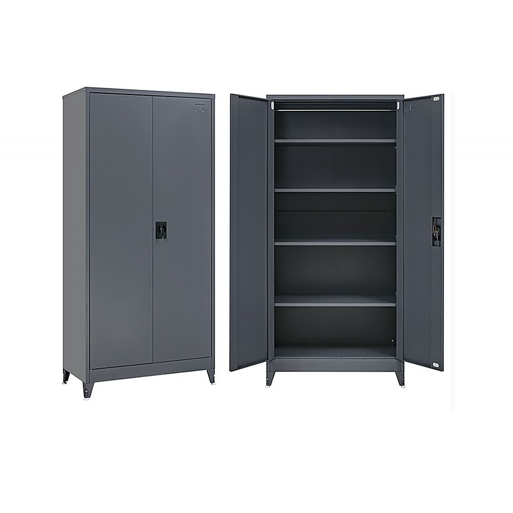 Two-Door Metal Cabinet Shelf Storage for Home Office Gym