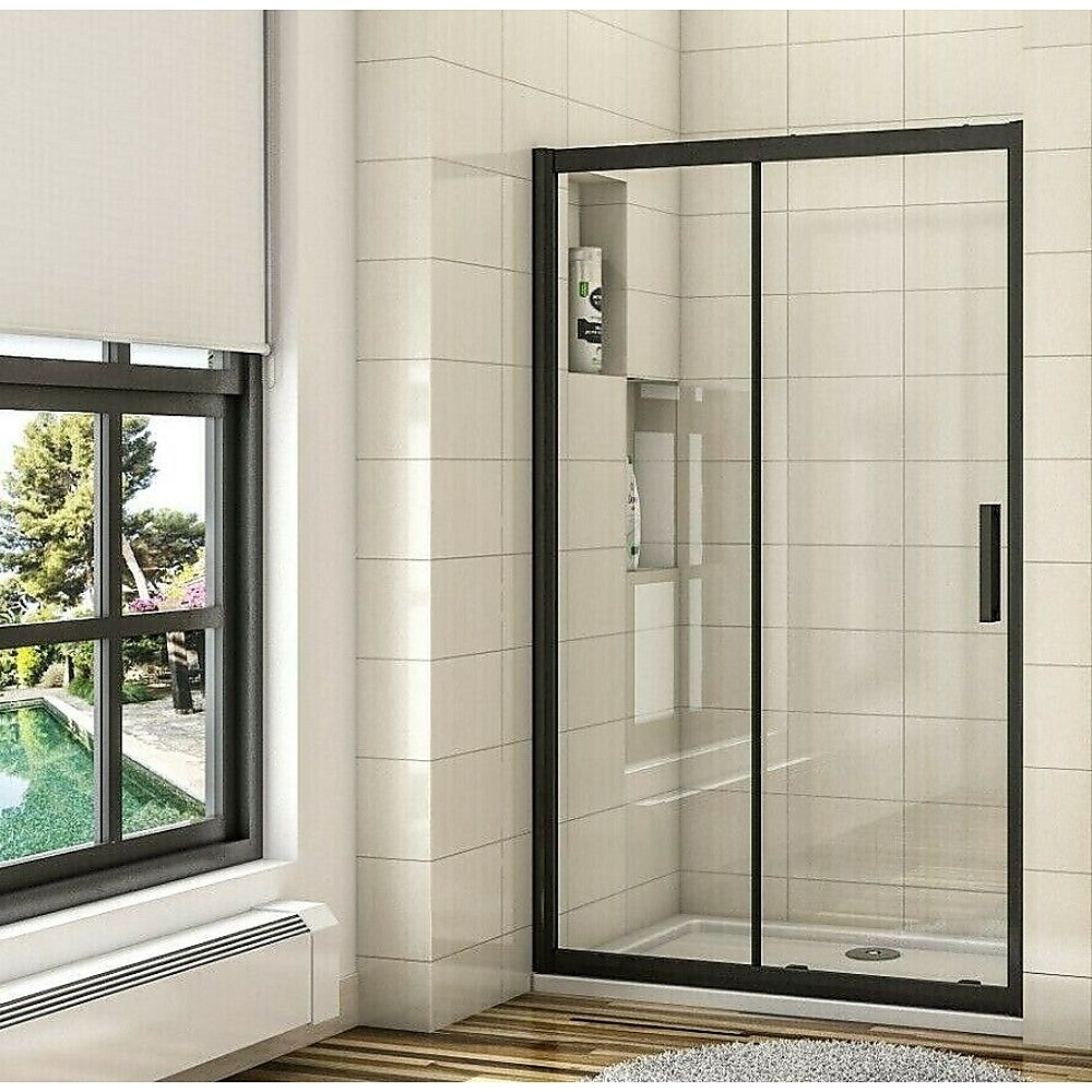 Adjustable 900-1000mm Wall to Wall Sliding Door Glass Shower Screen in Black