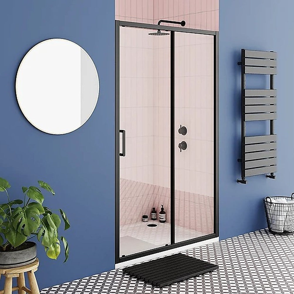 Adjustable 1100-1200mm Wall to Wall Sliding Door Glass Shower Screen in Black