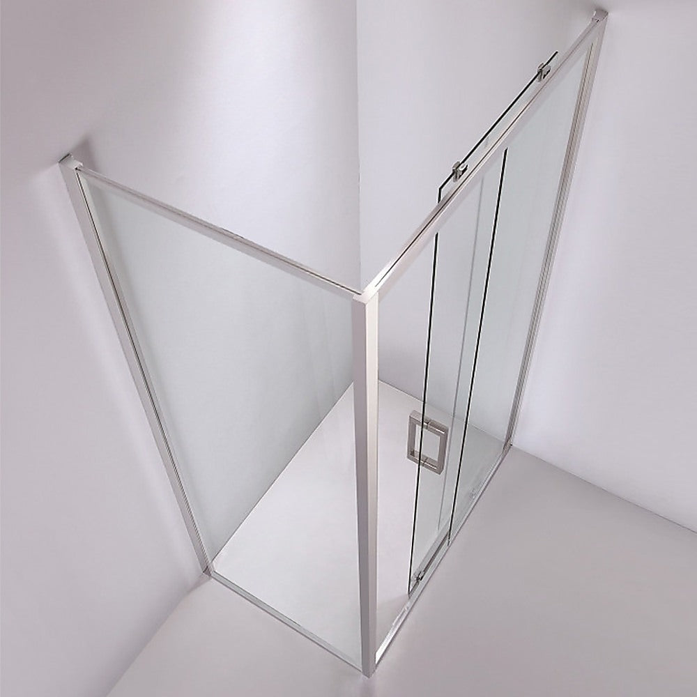 Adjustable 1400x1010mm Single Door Corner Sliding Glass Shower Screen in Chrome