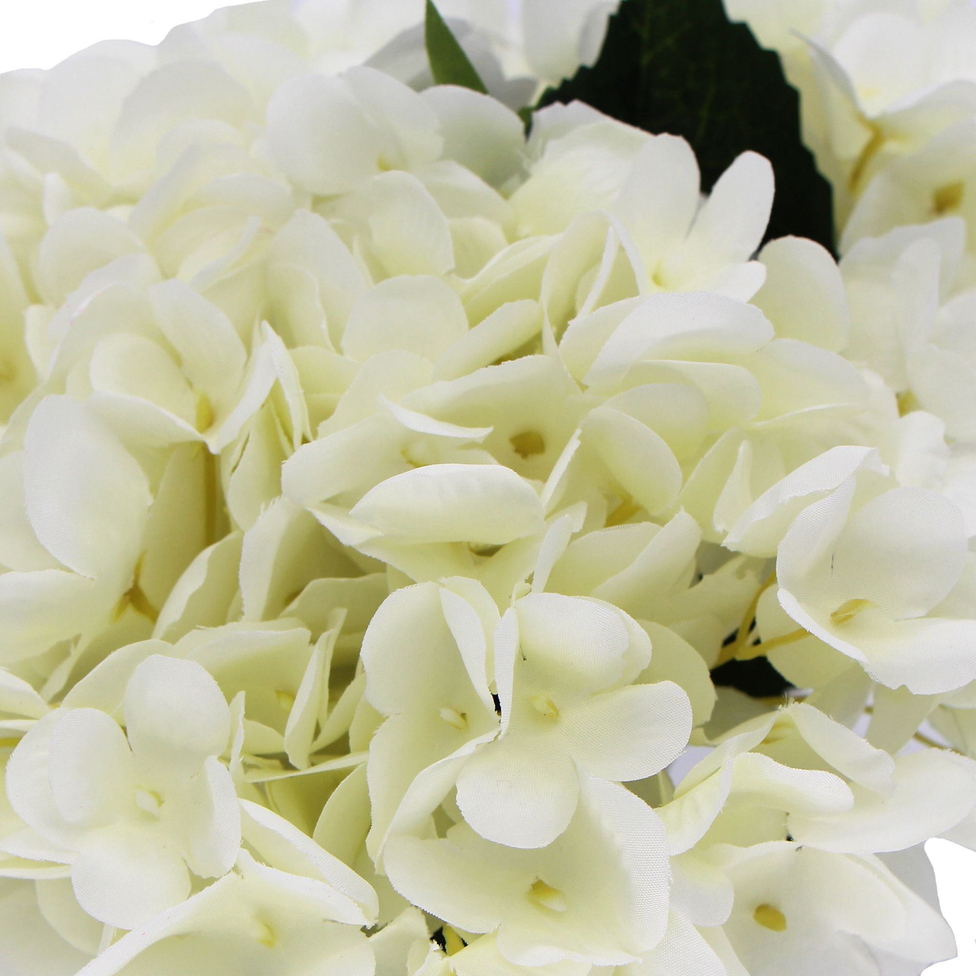 Premium Faux Hydrangea With Glass Vase (Artificial Flowering White Hydrangea) 23cm