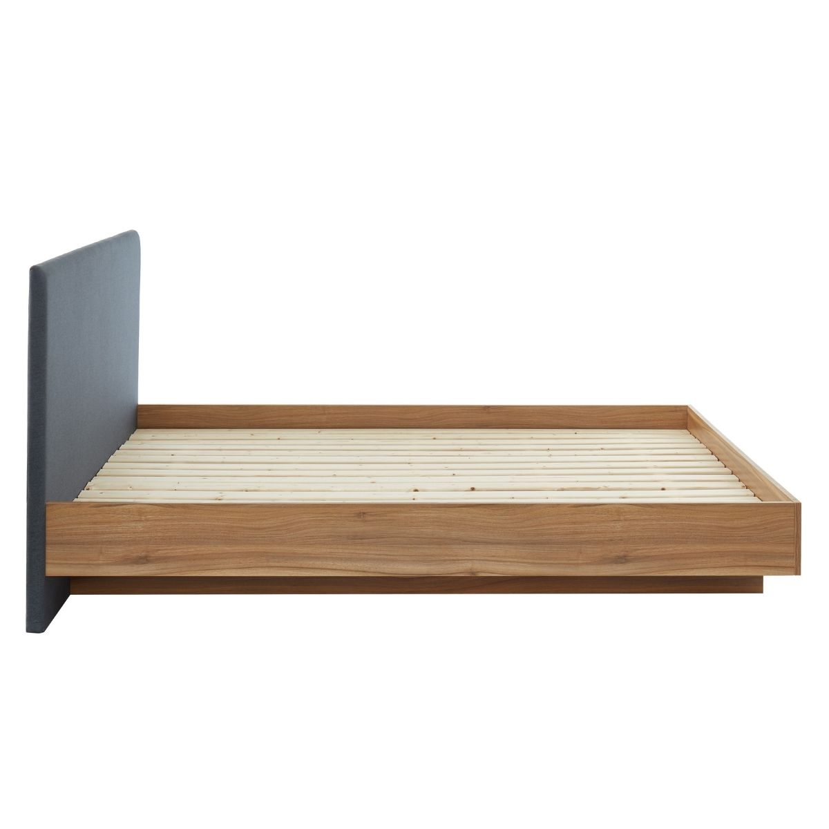 Walnut Oak Wood Floating Bed Frame Queen