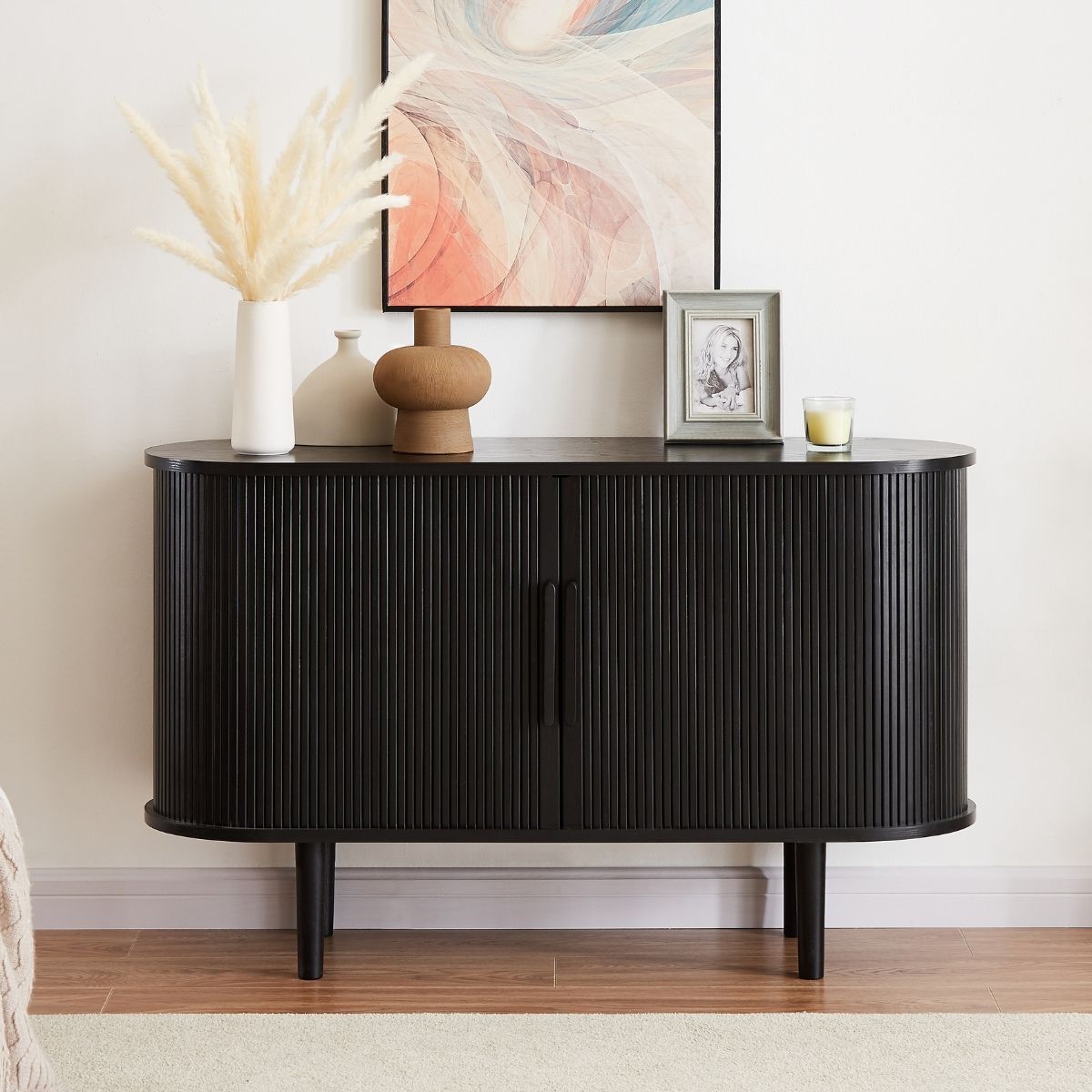 Kate Black Column Wooden Sideboard Table