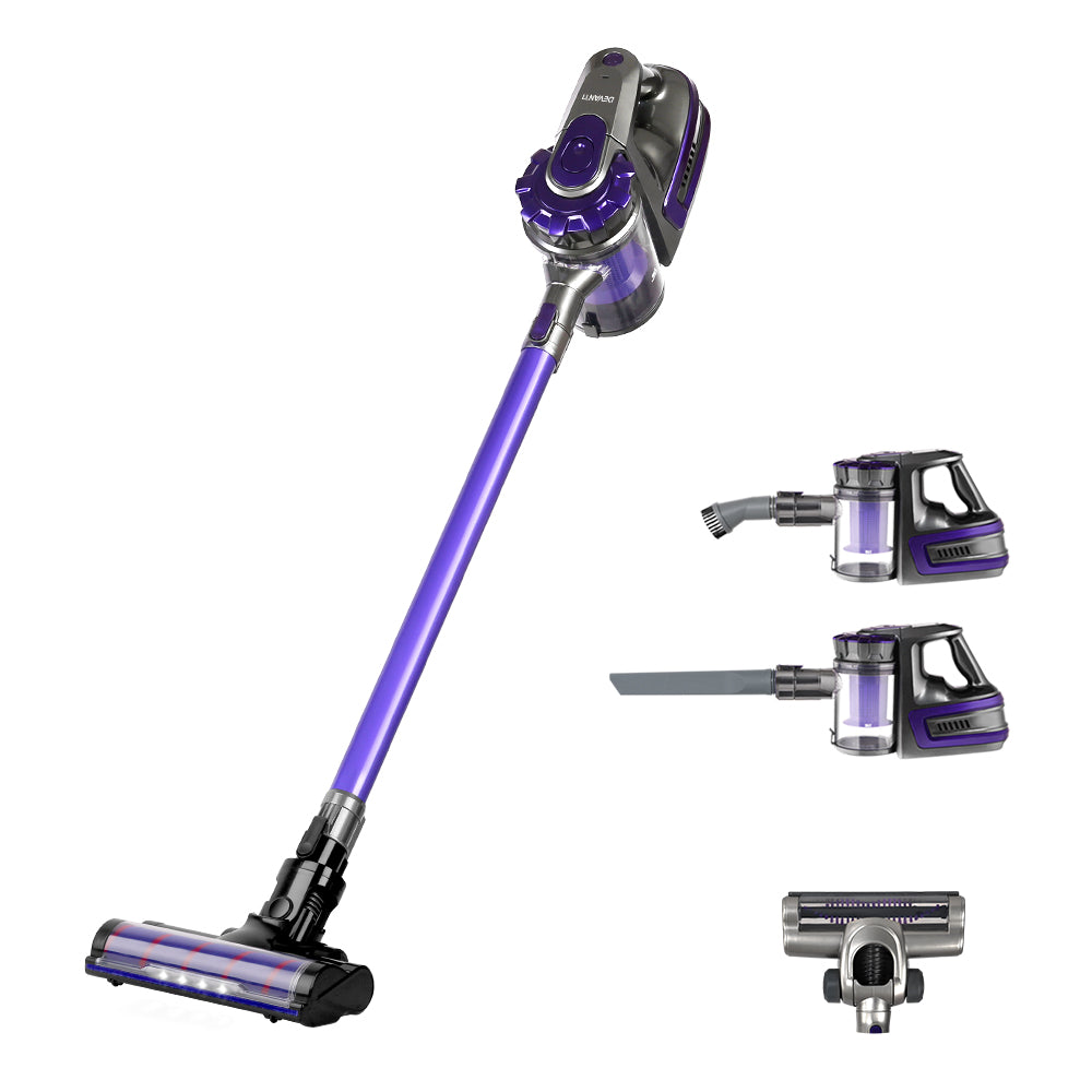 Devanti 150W Stick Handstick Handheld Cordless Vacuum Cleaner 2-Speed with Headlight Purple