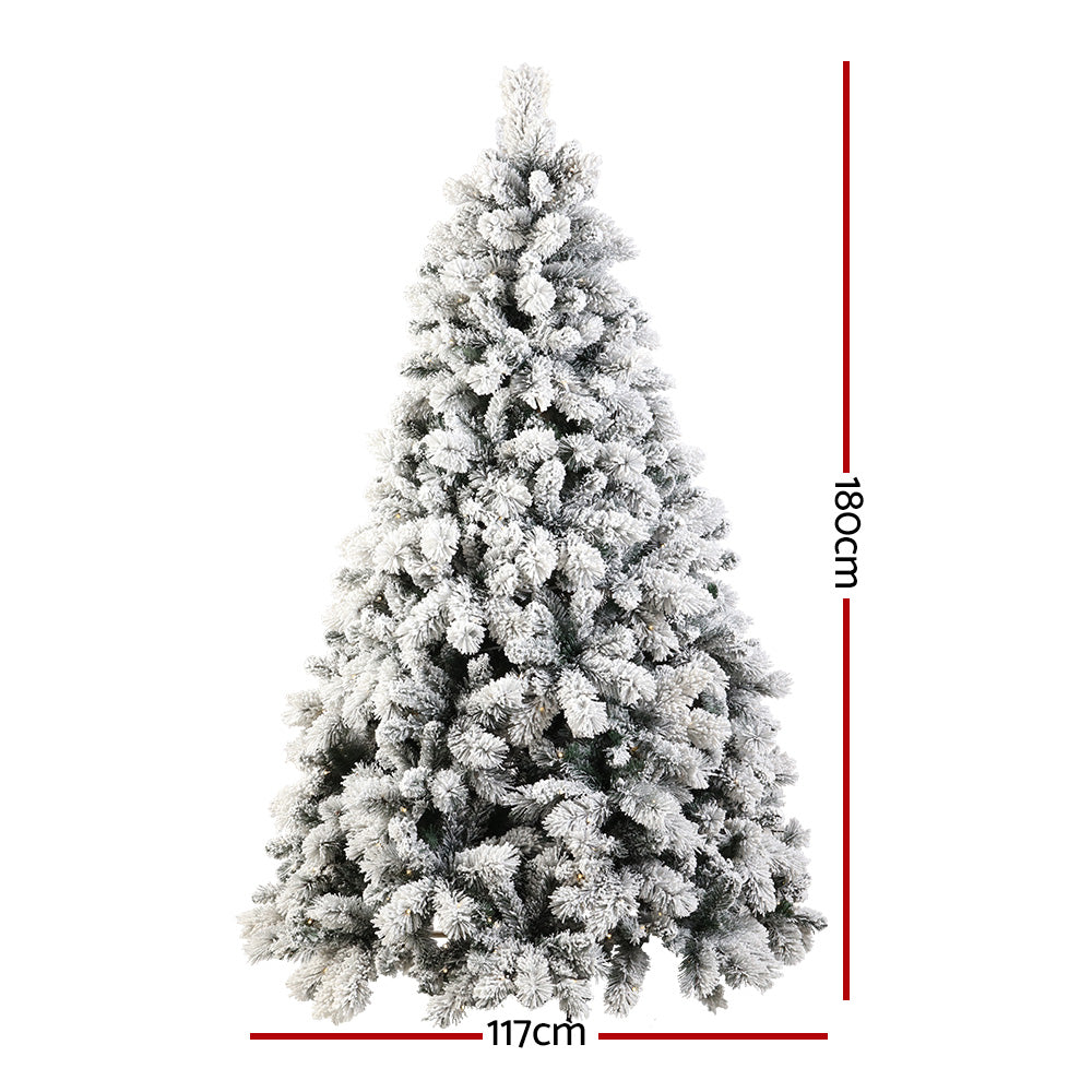 Jingle Jollys Christmas Tree 1.8M Xmas Tree with 350 LED Lights Snowy Tips