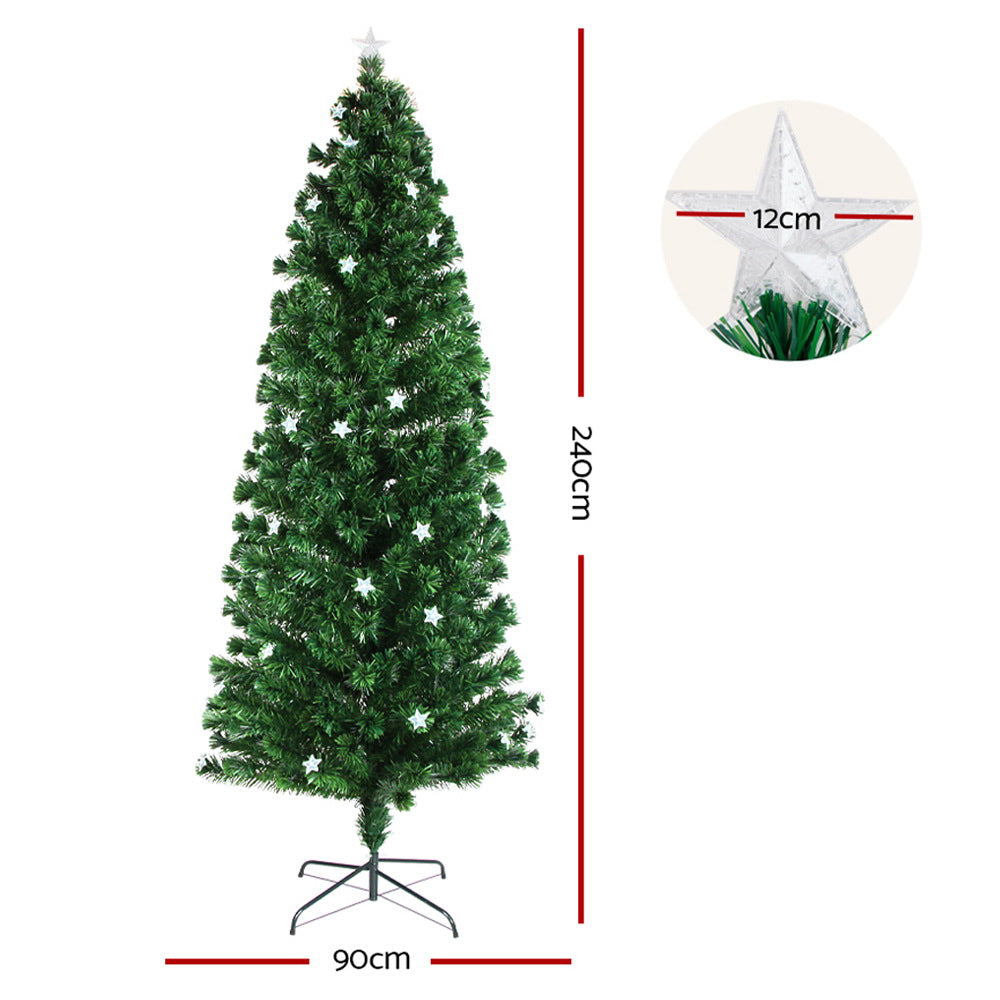 Jingle Jollys Christmas Tree 2.4M LED Xmas trees with Lights Multi Colour