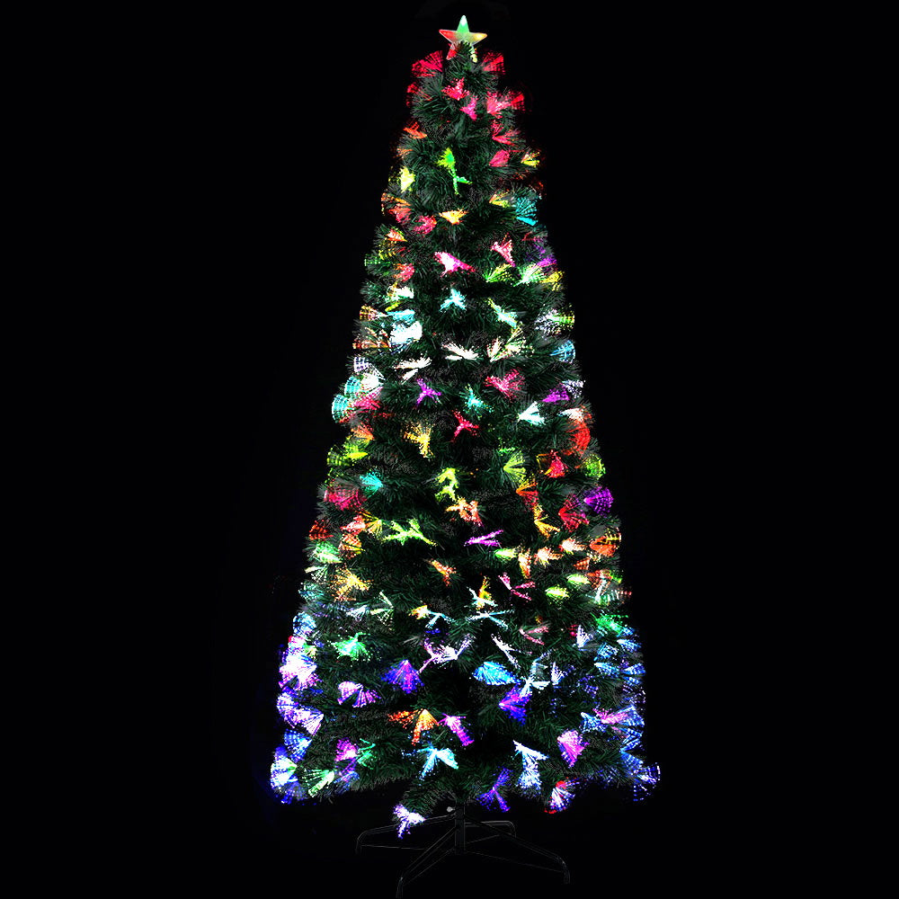 Jingle Jollys Christmas Tree 1.8M 6FT LED Xmas Multi Colour Lights Optic Fibre