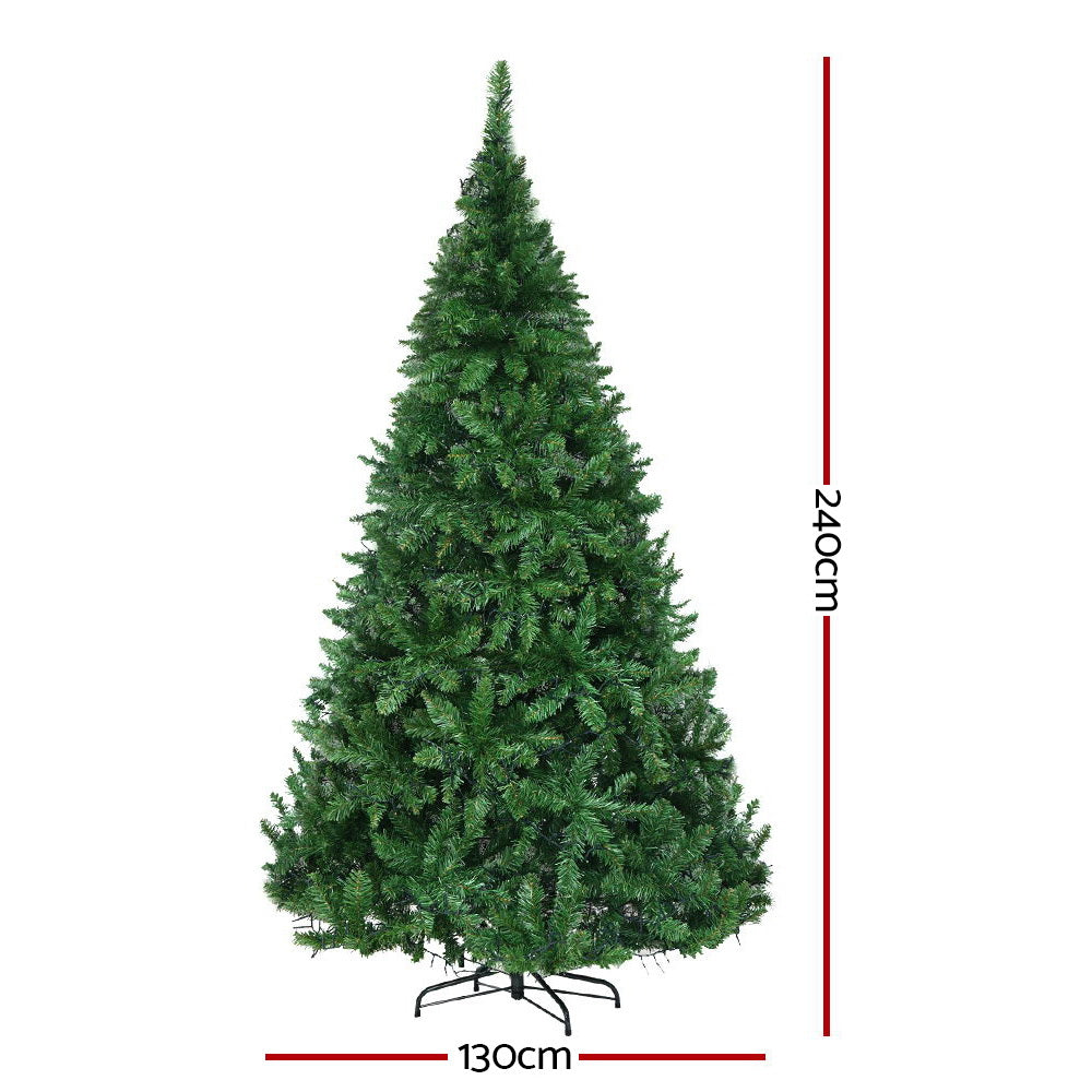 Jingle Jollys Christmas Tree 2.4M With 1488 LED Lights Warm White Green