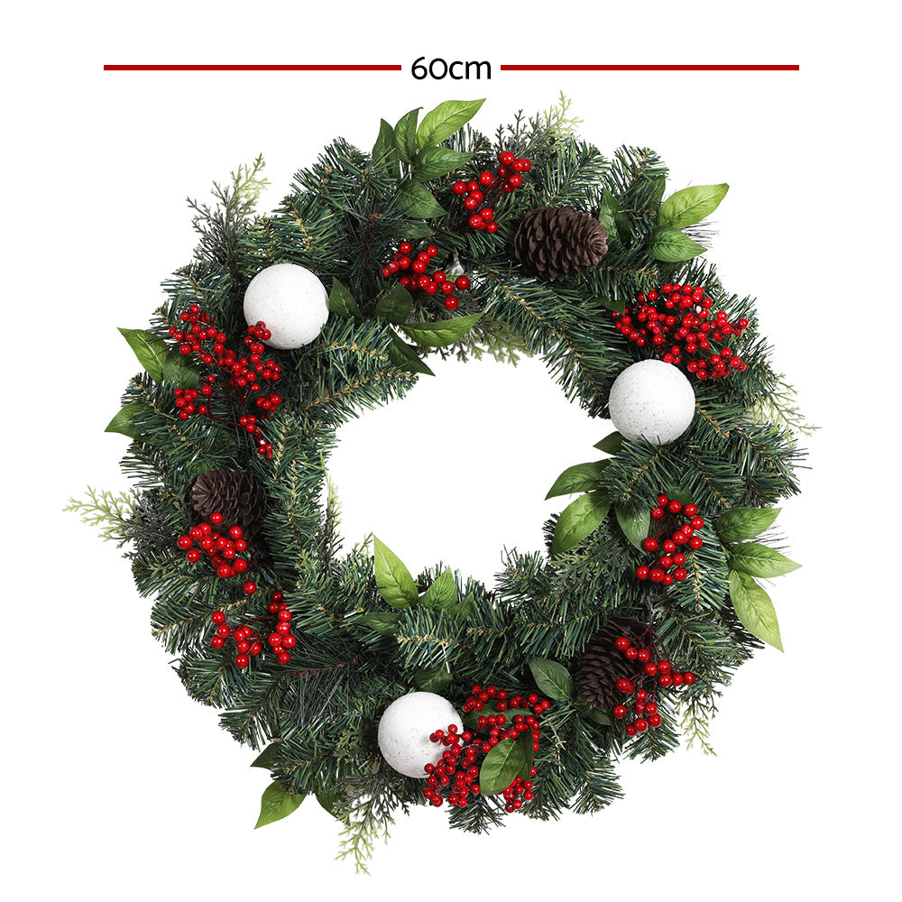 Jingle Jollys 2FT 60CM Christmas Wreath with Decor Xmas Tree Decoration