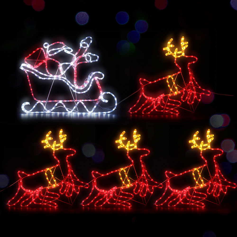 Jingle Jollys Christmas Motif Lights LED Rope Reindeer Waterproof Colourful Xmas