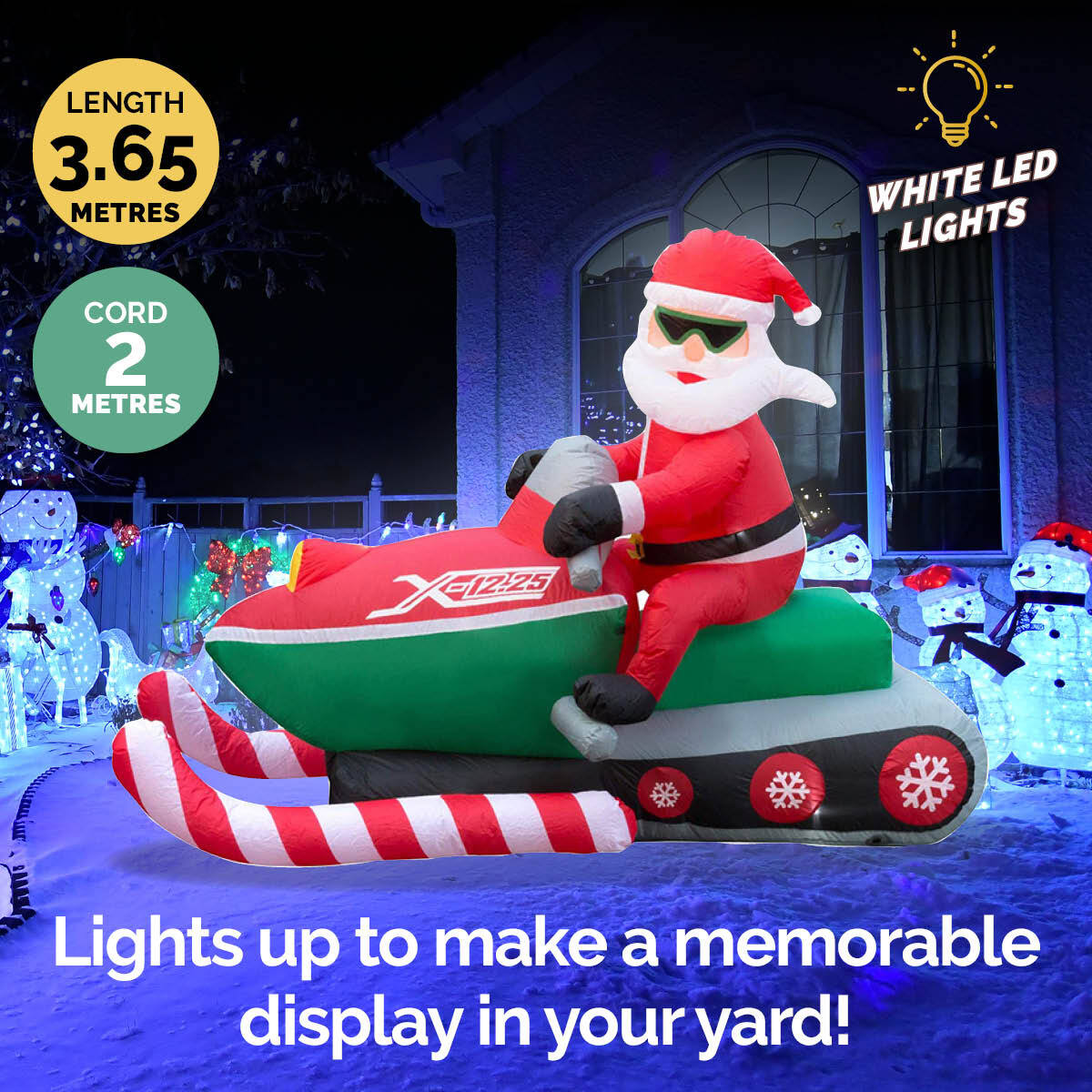 Christmas By Sas 3.65m Santa & Jet Ski Built-In Blower Bright LED Lighting