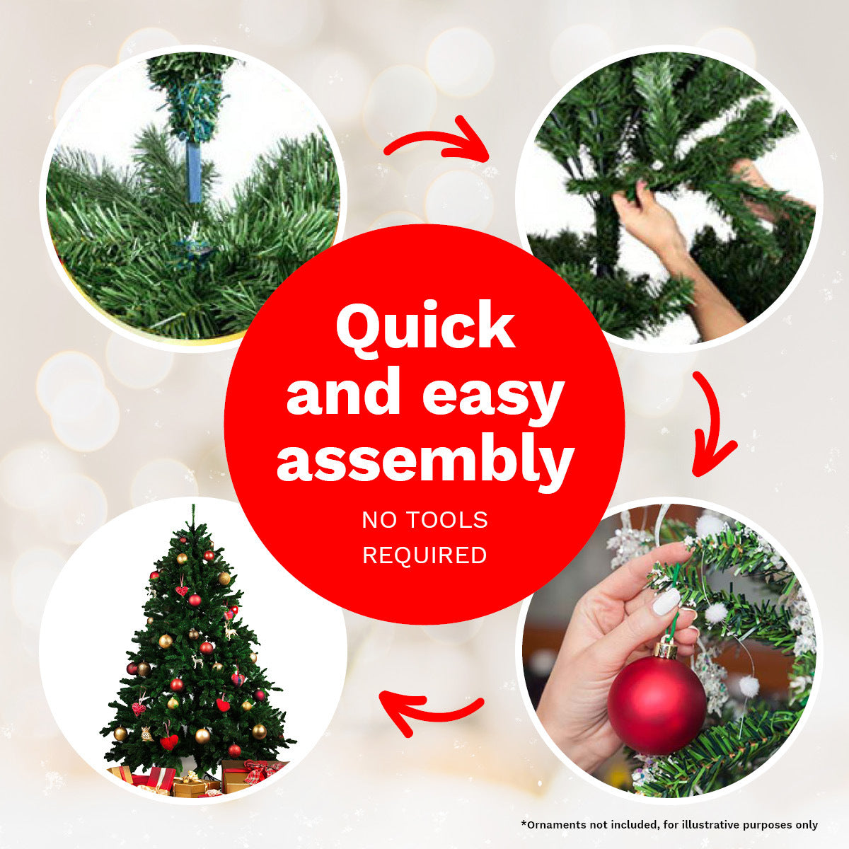 Christmas By Sas 1.8m Pine Christmas Tree 550 Tips Full Figured Easy Assembly