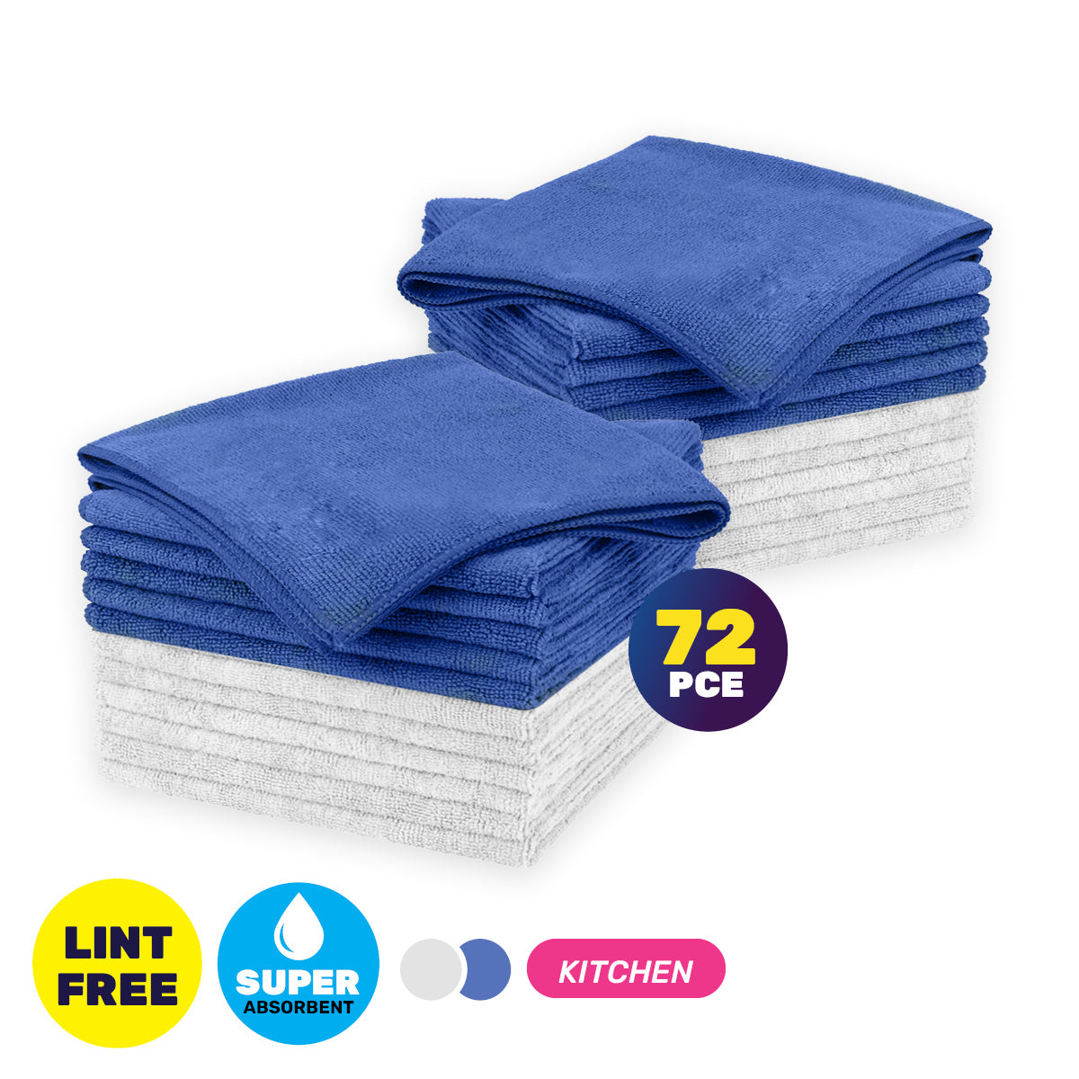 Xtra Kleen 72PCE Microfibre Kitchen Cloth Lint Free Super Absorbent 30 x 38cm